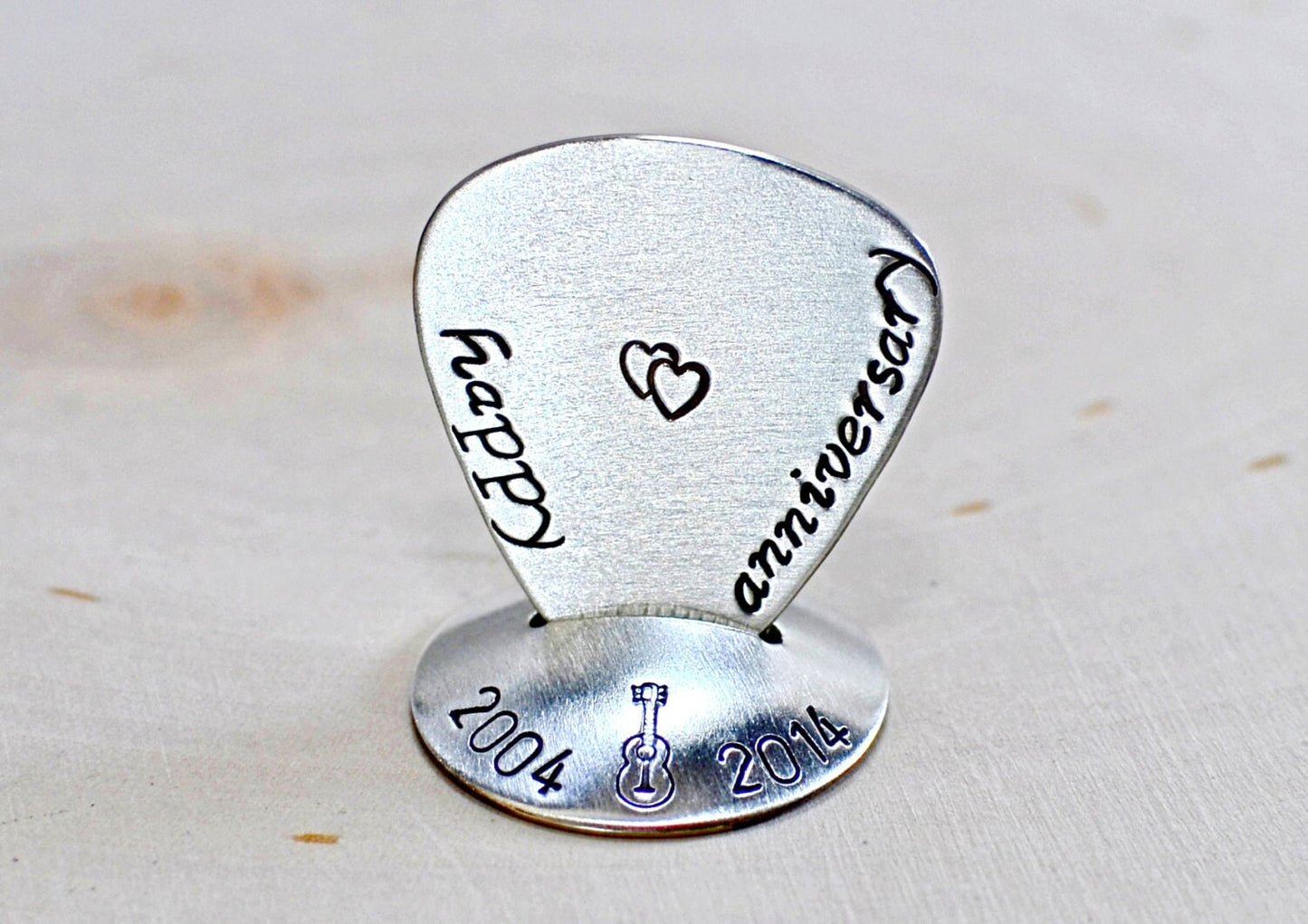Sterling Silver Guitar Pick and Stand Combination for Anniversaries
