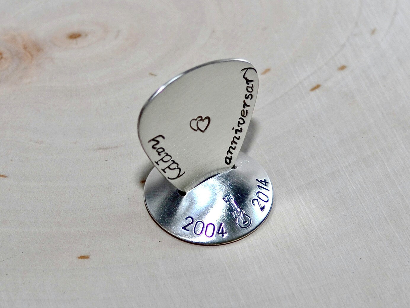 Sterling Silver Guitar Pick and Stand Combination for Anniversaries