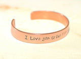 Copper Bracelet Stamped with I Love You To the Moon and Back, NiciArt 