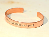 Copper Bracelet Stamped with I Love You To the Moon and Back, NiciArt 