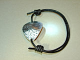 Hammered metal guitar pick leather bracelet, NiciArt 
