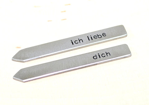 Ich liebe dich collar stays in aluminum, NiciArt 