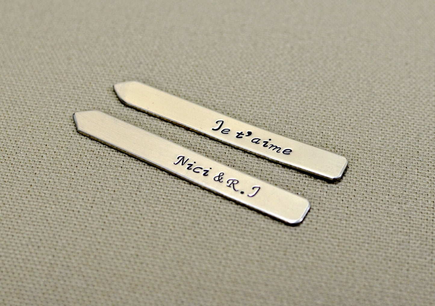 Je'Taime Sterling Silver Collar Stays in French