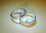 Hammered sparkling sterling silver wedding bands or ring set, NiciArt 