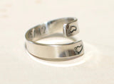 Bypass ring in sterling silver for a new mom with baby feet and birth date, NiciArt 