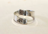 Bypass ring in sterling silver for a new mom with baby feet and birth date, NiciArt 