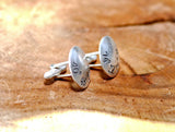 Personalized latitude longitude sterling silver cuff links with rustic finish, NiciArt 