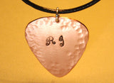 Personalized Initials Engraved in a Copper Guitar Pick Necklace, NiciArt 