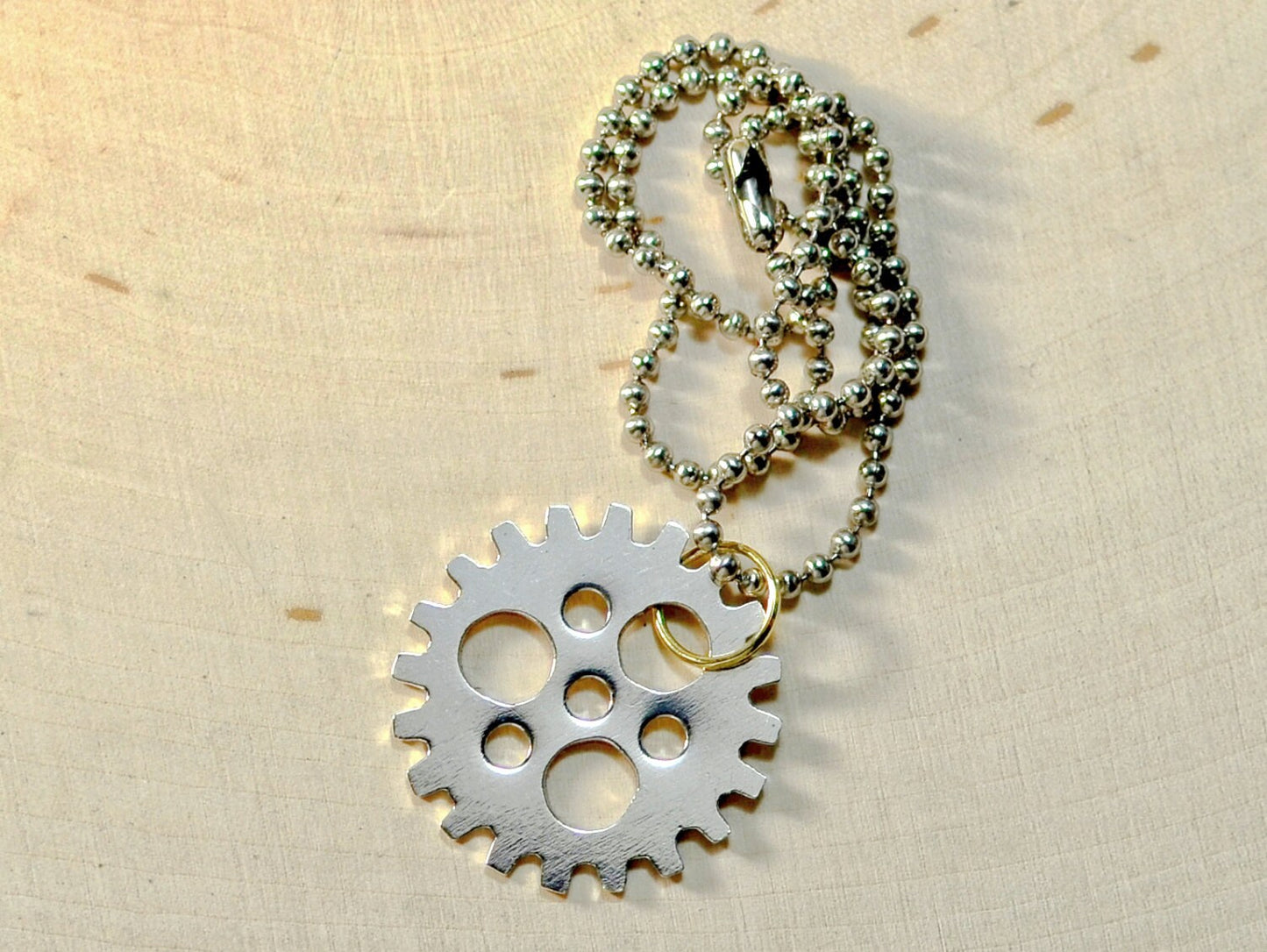 Sterling silver bicycle sprocket necklace