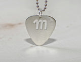 Sterling Silver Necklace with Personalized Guitar Pick and Letter Cut Out, NiciArt 