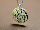 Sterling Silver Sea turtle peace necklace with hibiscus flower, NiciArt 