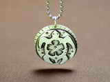 Sterling Silver Sea turtle peace necklace with hibiscus flower, NiciArt 