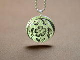 Sterling Silver Sea turtle peace necklace with hibiscus flower, NiciArt 