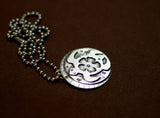 Sterling Silver Sea turtle peace necklace with hibiscus flower, NiciArt 