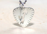 Guitar pick and arrow necklace in sterling silver, NiciArt 