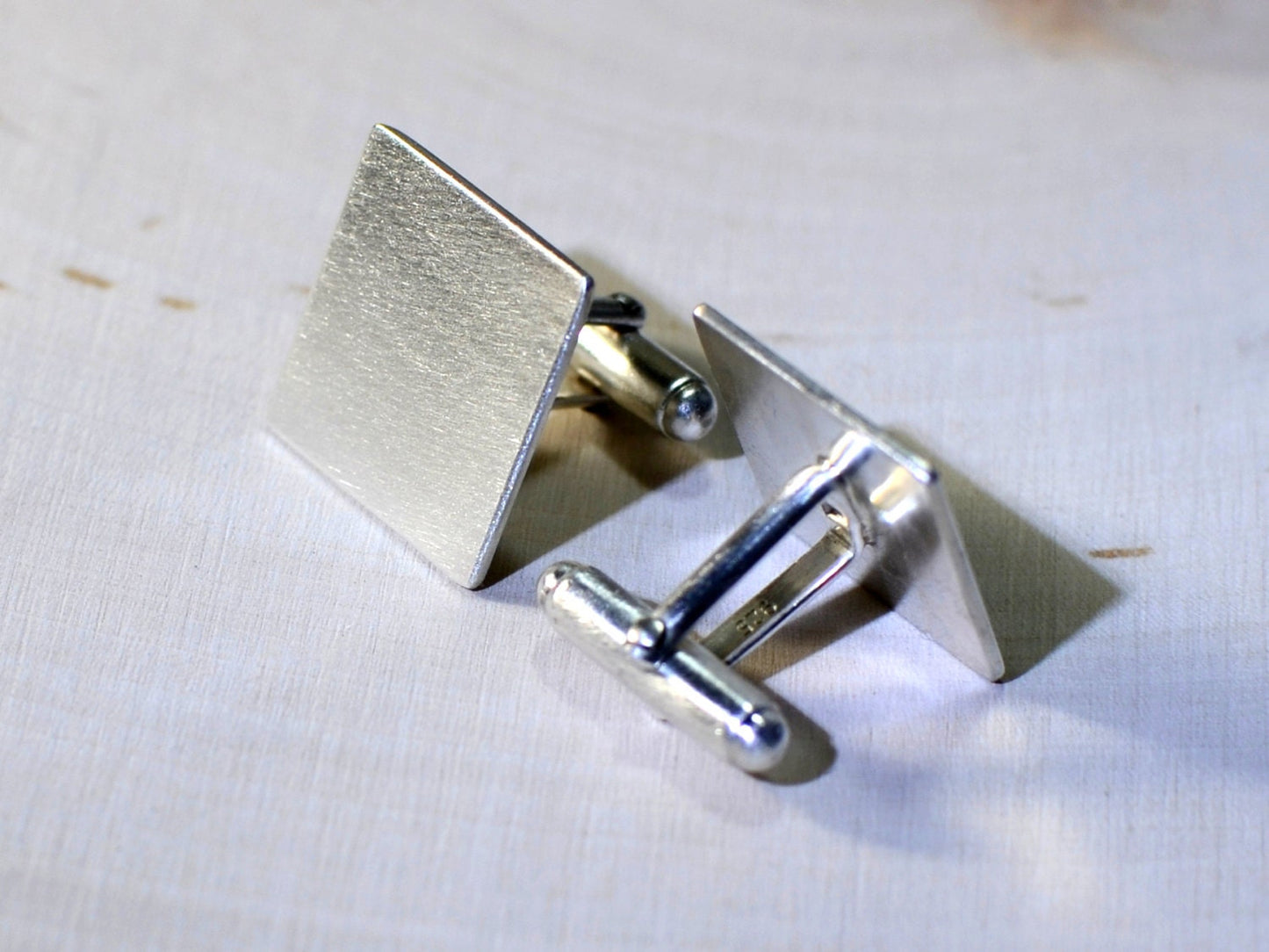 Sterling silver square cuff links for you to personalize