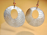 Silver spiral disc earrings handmade in aluminum, NiciArt 