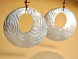 Silver spiral disc earrings handmade in aluminum, NiciArt 