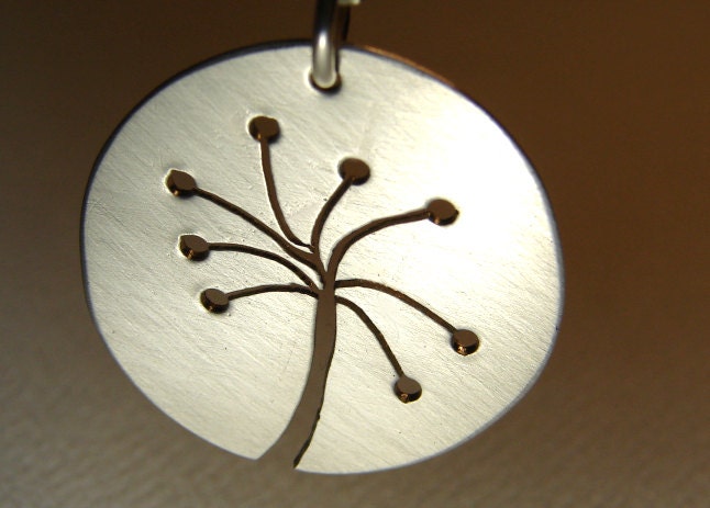 Sterling silver artisan flower necklace