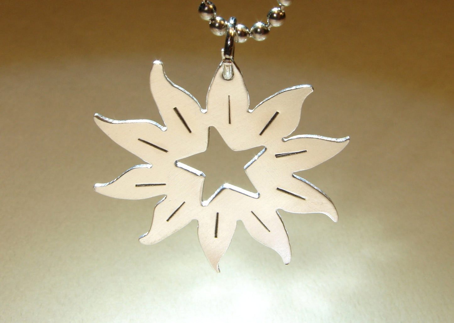 Sterling silver sun with a star handcrafted artistic necklace