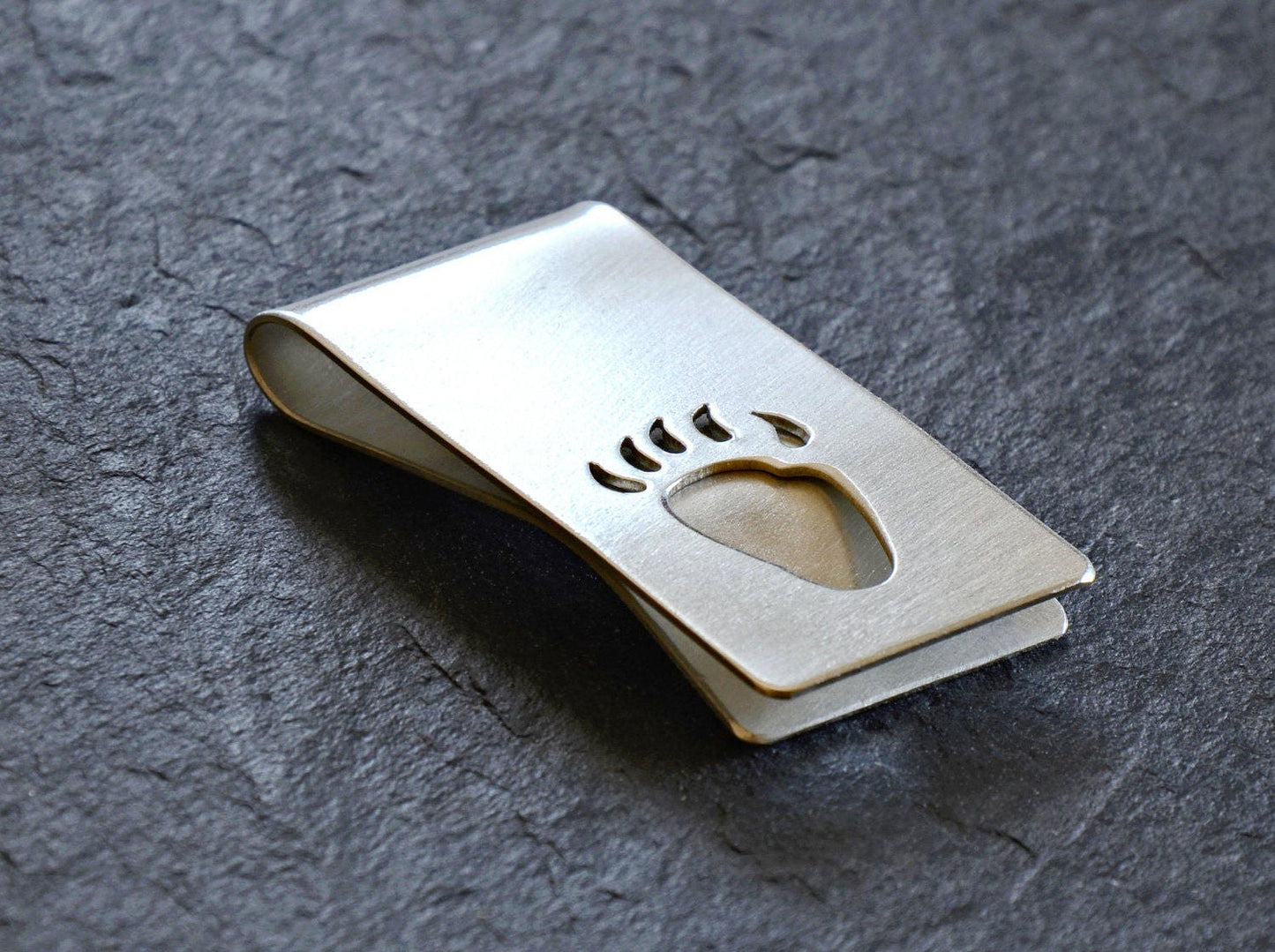 Sterling Silver Money Clip with Bear Paw