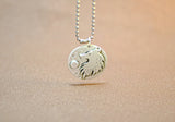 Sterling silver wild wolf under full moon necklace, NiciArt 