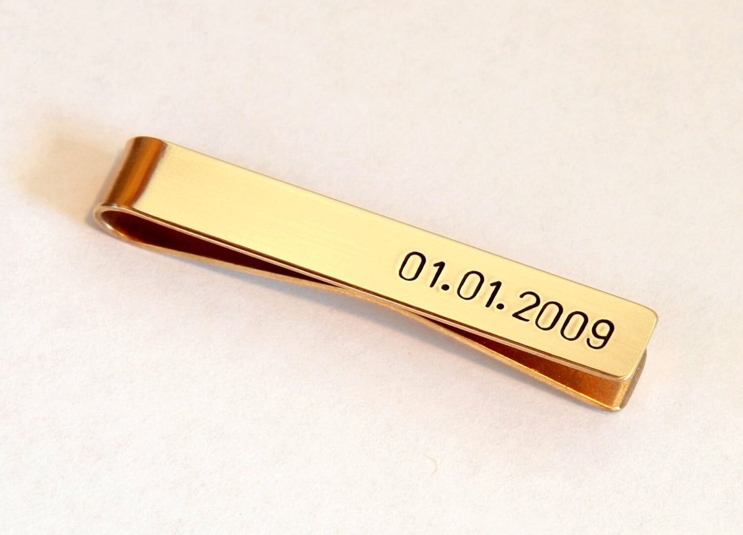Bronze Tie Clip for the 8th Anniversary - Personalized Tie Bar
