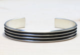 Modern Cuff Sterling Silver Bracelet with Grooves, NiciArt 