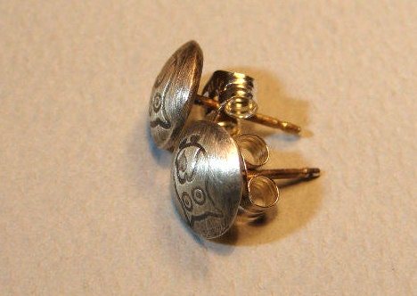 Owl Stud Earrings in Sterling Silver