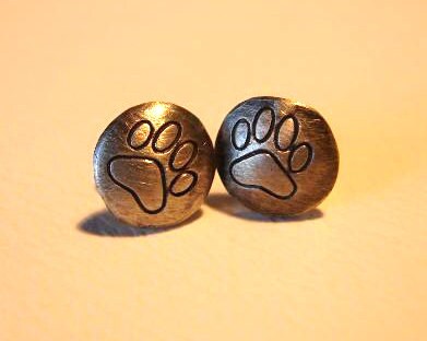 Sterling Silver Stud Earrings with Paw Prints