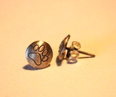 Sterling Silver Stud Earrings with Paw Prints