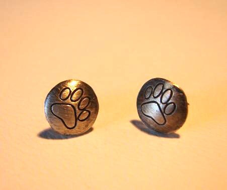 Sterling Silver Stud Earrings with Paw Prints