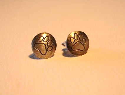Sterling Silver Stud Earrings with Paw Prints