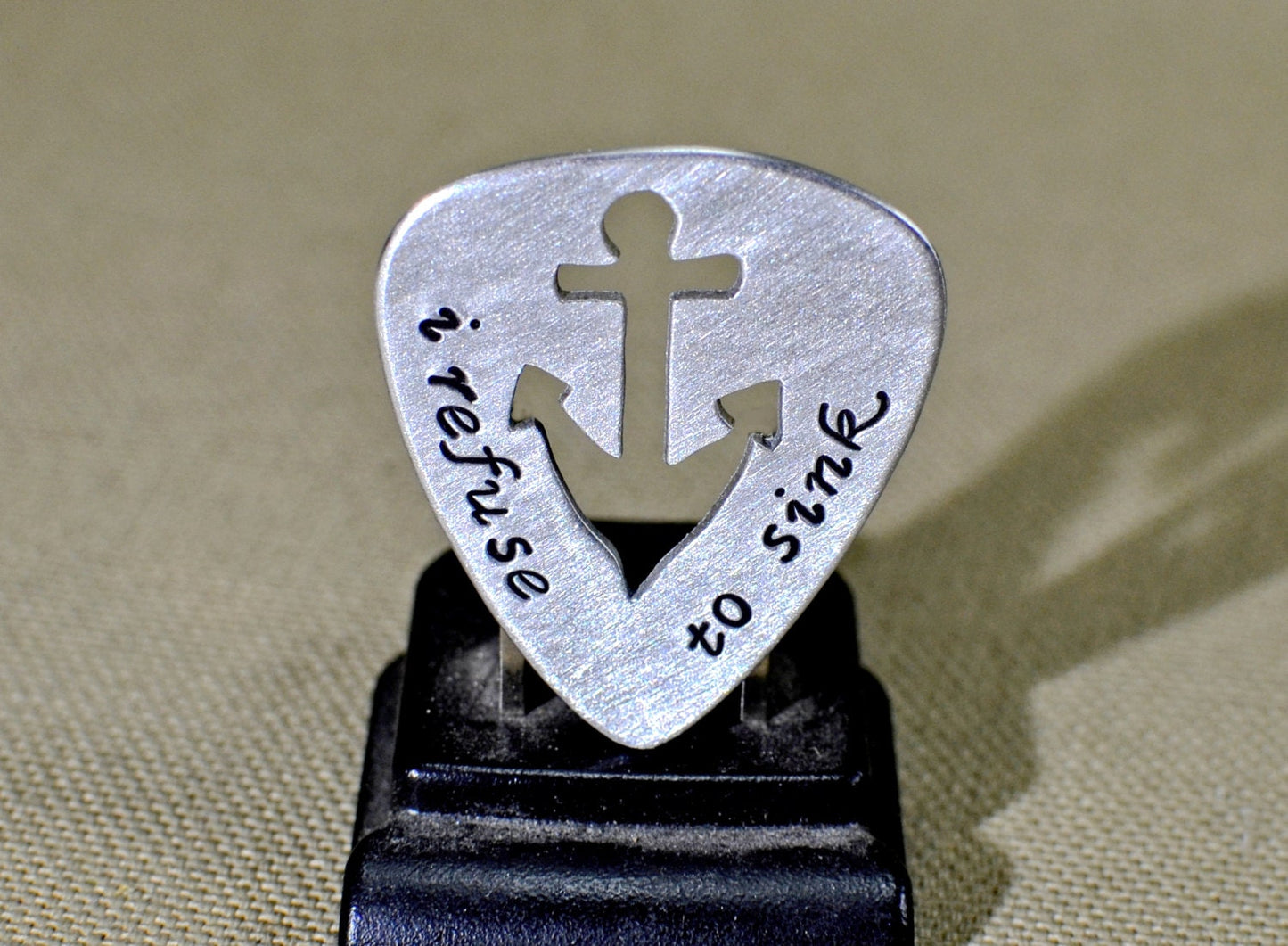 Sterling silver guitar pick with anchor theme