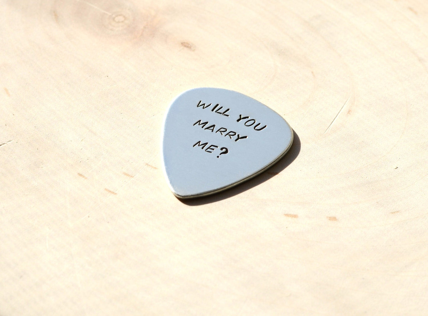 Will you marry me guitar pick proposal in aluminum - GP232A