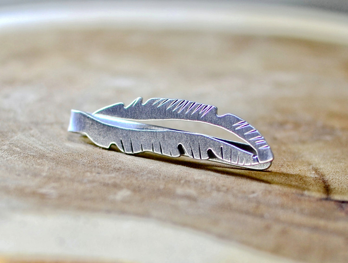 Feather Tie Clip Handmade in Aluminum  - Artistic Tie Bar