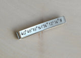 Latitude Longitude Sterling Silver Tie Bar Personalized with Custom Coordinates, NiciArt 