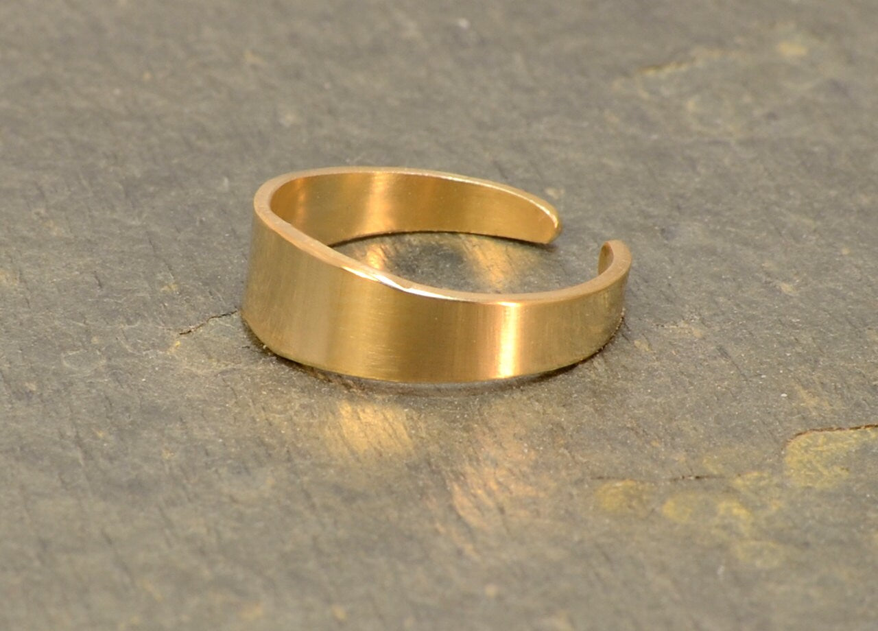 Solid 14k Yellow Gold Toe Ring Handcrafted with Tapered Design
