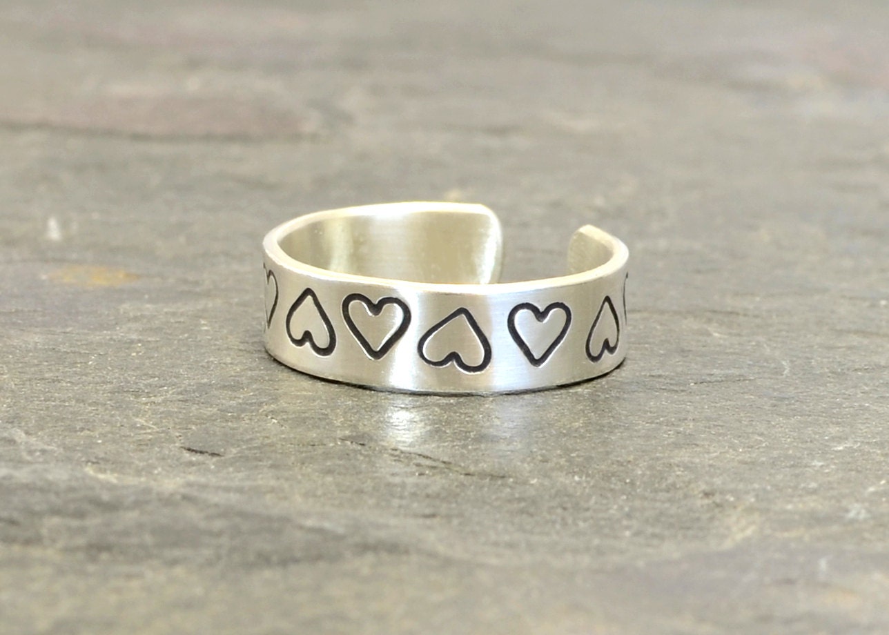 Sterling Silver Heart Toe Ring with Love