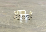 Heart Stamped Sterling Silver Toe Ring for Spreading the Love, NiciArt 