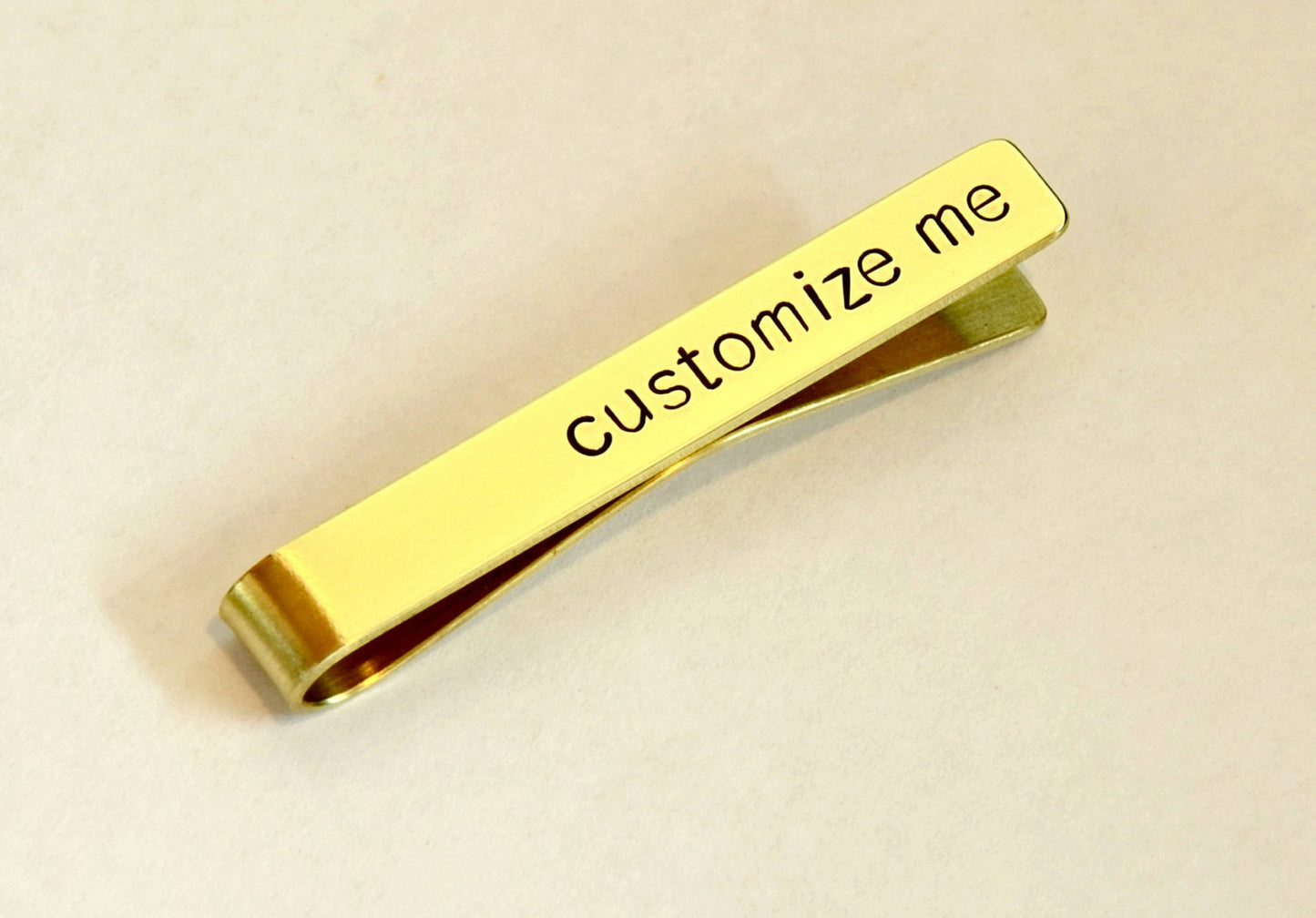 Personalized Tie Clip for Engraving and Stamping in Shiny Brass