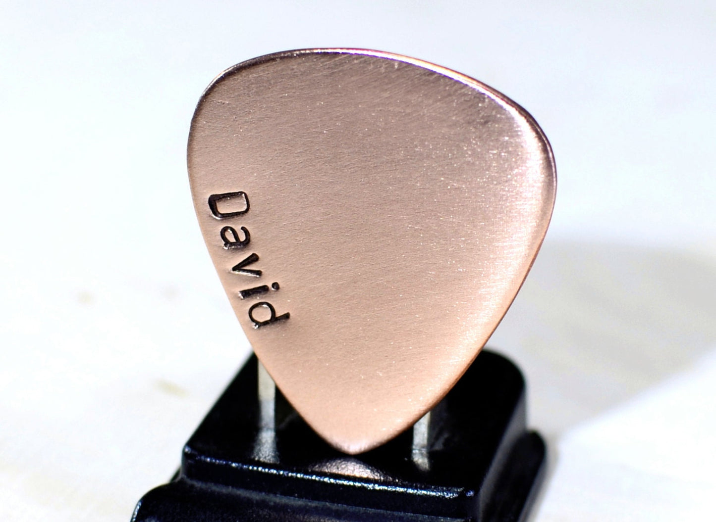 Personalized Copper Guitar Pick with Name Down the Side - perfect little gift that is usable - playable copper plectrum - custom gift