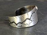 Harvest Moon over Mountains Handmade Artisan Sterling Silver Cuff Bracelet with Amber, NiciArt 