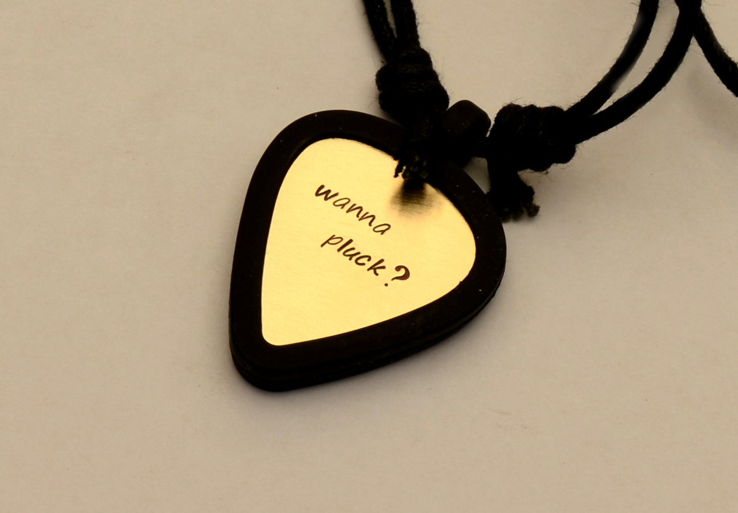 Guitar Pick Necklace Set stamped with Wanna Pluck
