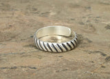 Sleek and Modern Grooved Sterling Silver Toe Ring with Industrial Influenced Pattern, NiciArt 
