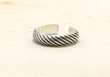 Grooved Gear Patterned Sterling Silver Toe Ring with Mechanical Intrigue, NiciArt 
