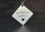 Sterling Silver Square Keychain with Heart Cut Out and We Love You Daddy or Custom Message, NiciArt 