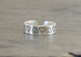 Heart Stamped Sterling Silver Toe Ring for Spreading the Love, NiciArt 