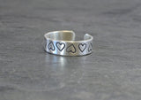 Heart Stamped Sterling Silver Toe Ring for Spreading the Love, NiciArt 