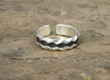 Sterling Silver Toe Ring with “Twisted” Industrial Grooved Pattern, NiciArt 